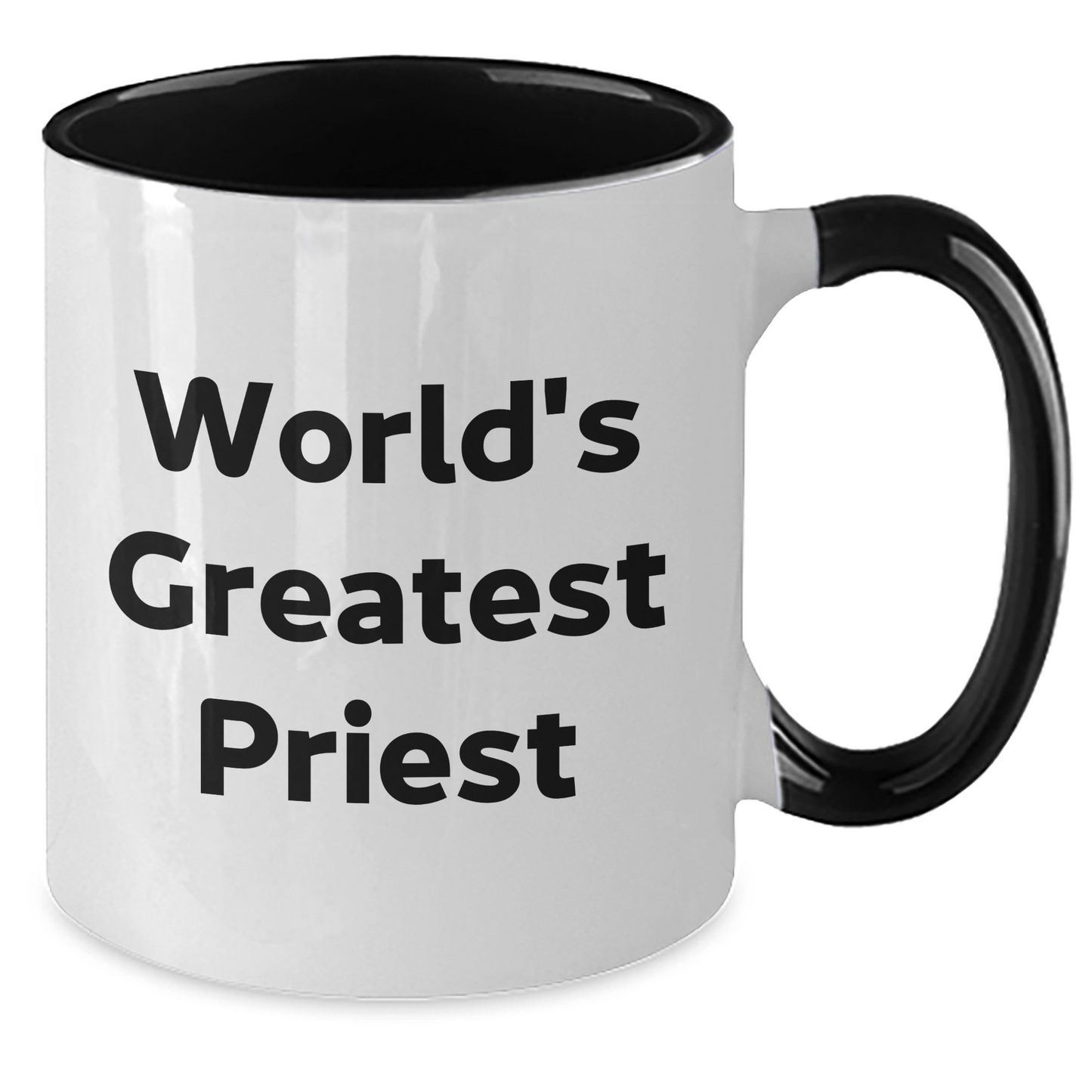 Funny Priest Gifts from Friends - 'World's Greatest Priest' Two Tone Coffee Mug for Men, Navy and White