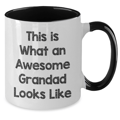 Funny Grandad Gifts from Friends, Family, or Coworkers - This Is What An Awesome Grandad Looks Like Two Tone Coffee Mug for Dad's Special Day