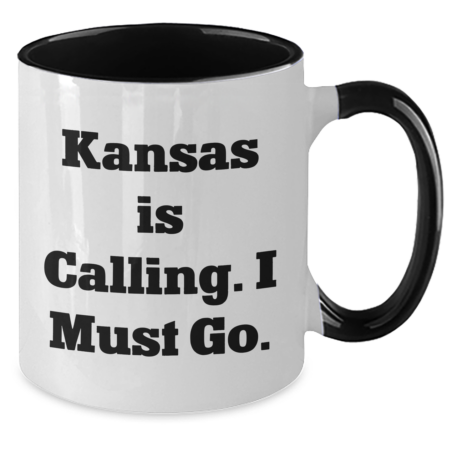Funny Kansas Gifts from Friends to Family - 'Kansas Is Calling. I Must Go.' Two Tone Coffee Mug for Mother's Day - Additional