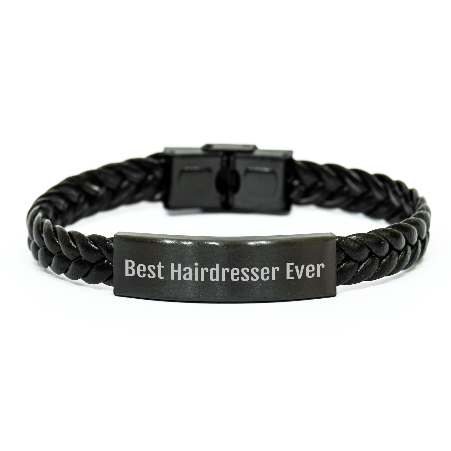 Funny Hairdresser Gifts from Men to Women - Interlaced Leather Bracelet for Best Hairdresser Ever on Mother's Day, Gifts for Hairdresser small / Black