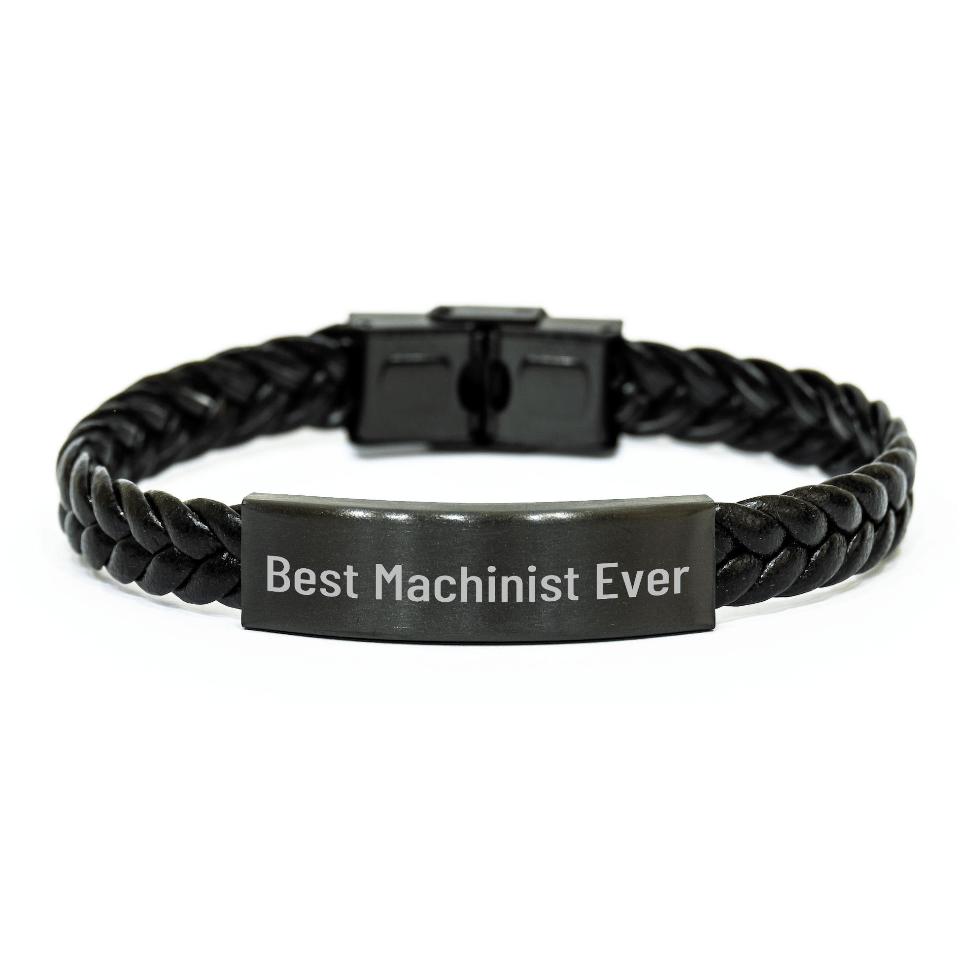 Machinist Gifts from Friends, Best Machinist Ever Interlaced Leather Bracelet for Mother's Day, Gifts for Machinist small / Black
