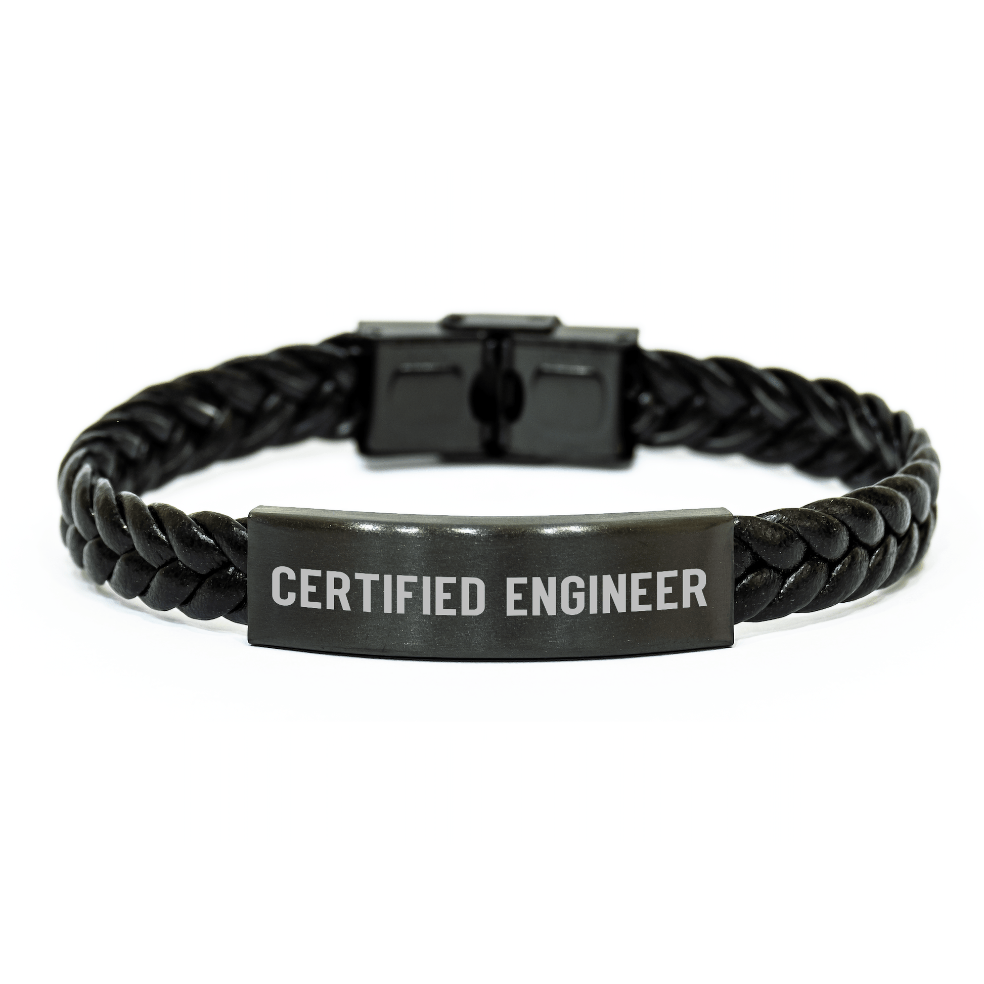Engineer Certified Quote Interlaced Leather Mother's Day Unique Gift small / Black