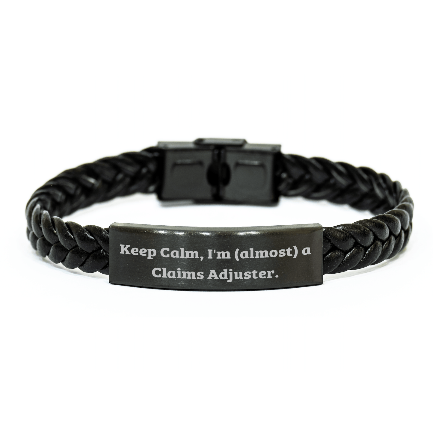 Claims Adjuster Humor Interlaced Leather Bracelet, Funny Quote Gift for Men, Unique Mother's Day Unique Gifts from Family, Keepsake for Claims Adjuster small / Black