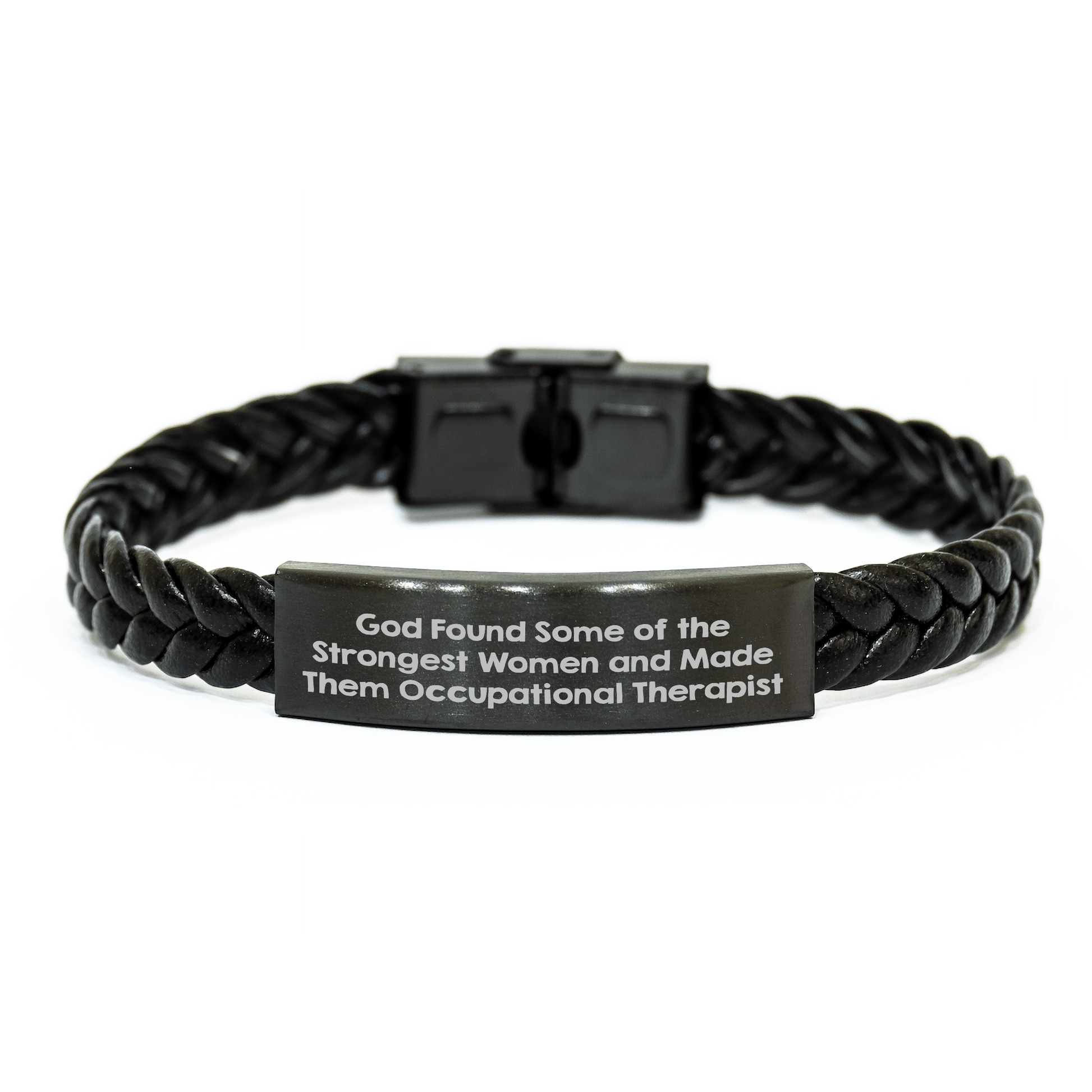 Occupational Therapist Gifts for Mother's Day - Interlaced Leather Bracelet from God Found Some Of The Strongest Women - Gift from Friends and Family small / Black