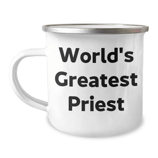 Funny World's Greatest Priest Gifts from Men to Coworkers Unique Camping Mug for Graduation 12oz / White