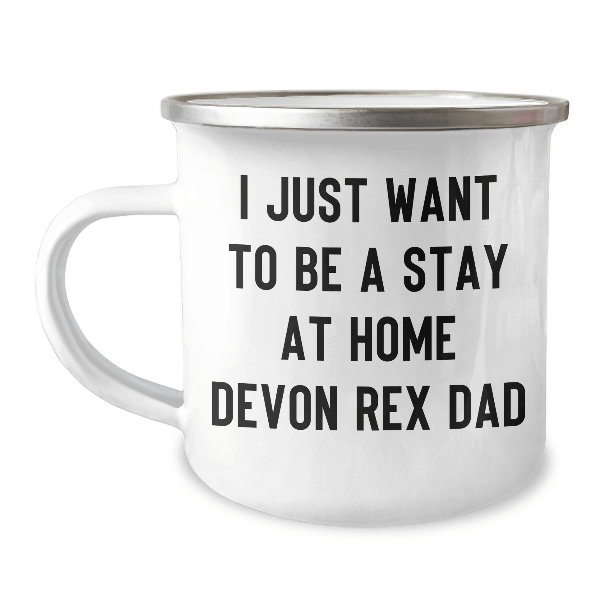 Funny Devon Rex Cat Dad Camping Mug Gifts from Men to Friends for Father's Day - I Just Want To Be A Stay At Home Dad Quote 12oz / White