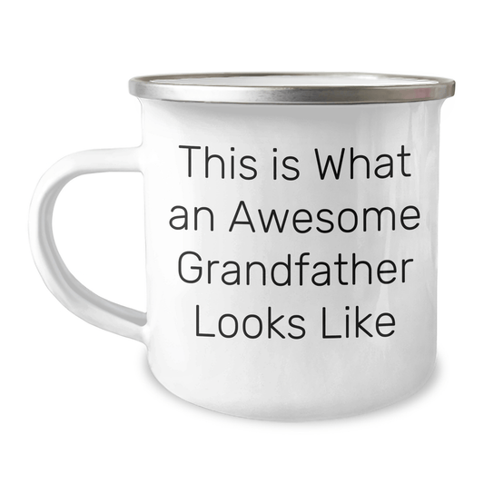 Funny Grandfather Gifts, Camping Mug for Men, This Is What An Awesome Grandfather Looks Like, Father's Day Unique Gifts from Family to Grandfather 12oz / White