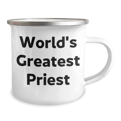 Funny World's Greatest Priest Gifts from Men to Coworkers Unique Camping Mug for Graduation 12oz / White