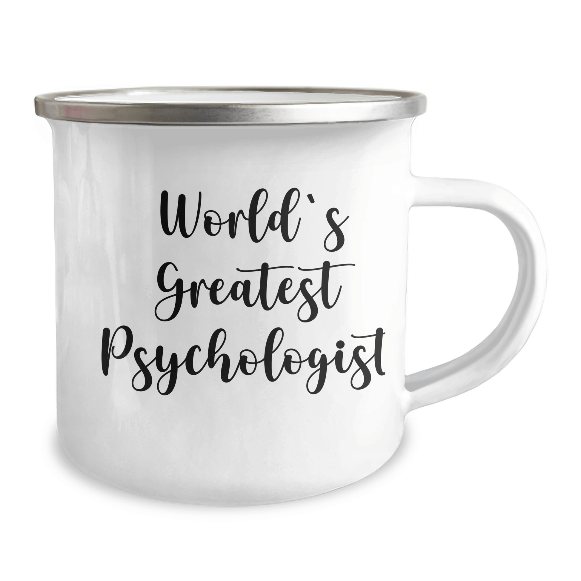 Funny World's Greatest Psychologist Gifts for Graduation - Enamel Camping Mug for Psychologist Men, Women, or Coworkers 12oz / White