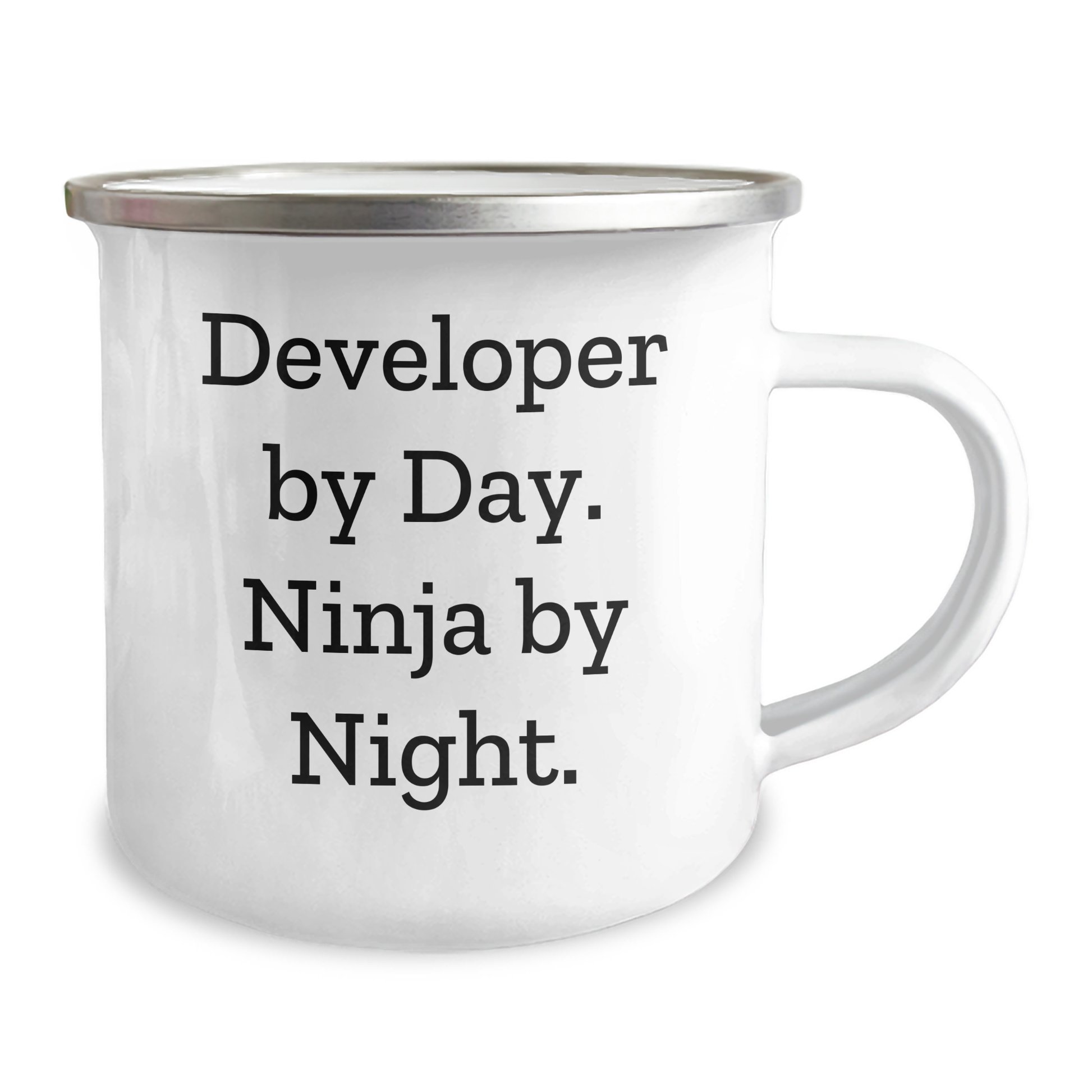 Funny Developer Gifts: 'Developer By Day. Ninja By Night.' Camping Mug for Father's Day, Gifts from Family to Developer, Gifts for Men - Image 2