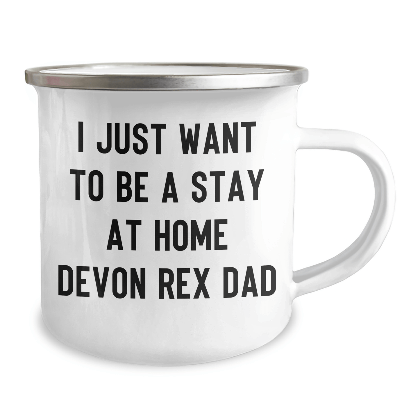 Funny Devon Rex Cat Dad Camping Mug Gifts from Men to Friends for Father's Day - I Just Want To Be A Stay At Home Dad Quote 12oz / White