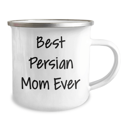 Funny Persian Cat Camping Mug Gifts from Mom to Dad on Father's Day, 'Best Persian Mom Ever' Quote 12oz / White