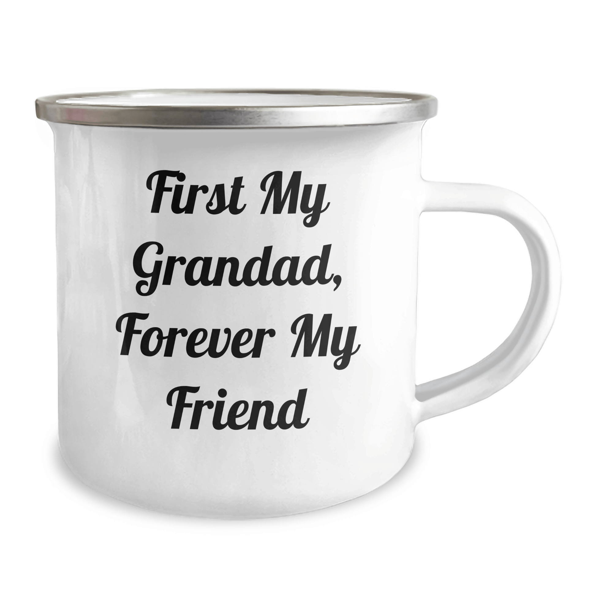 Funny Grandad Gifts, Camping Mug with Quote 'First My Grandad, Forever My Friend' for Men, Gifts from Family, Perfect for Mother's Day 12oz / White