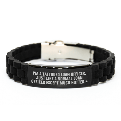 Loan Officer Gifts: Funny Inspirational Quote, Adjustable Glide lock Clasp Bracelet for Loan Officer, Women's Men's Graduation Unique Gifts from Family Friends Coworkers small / Black