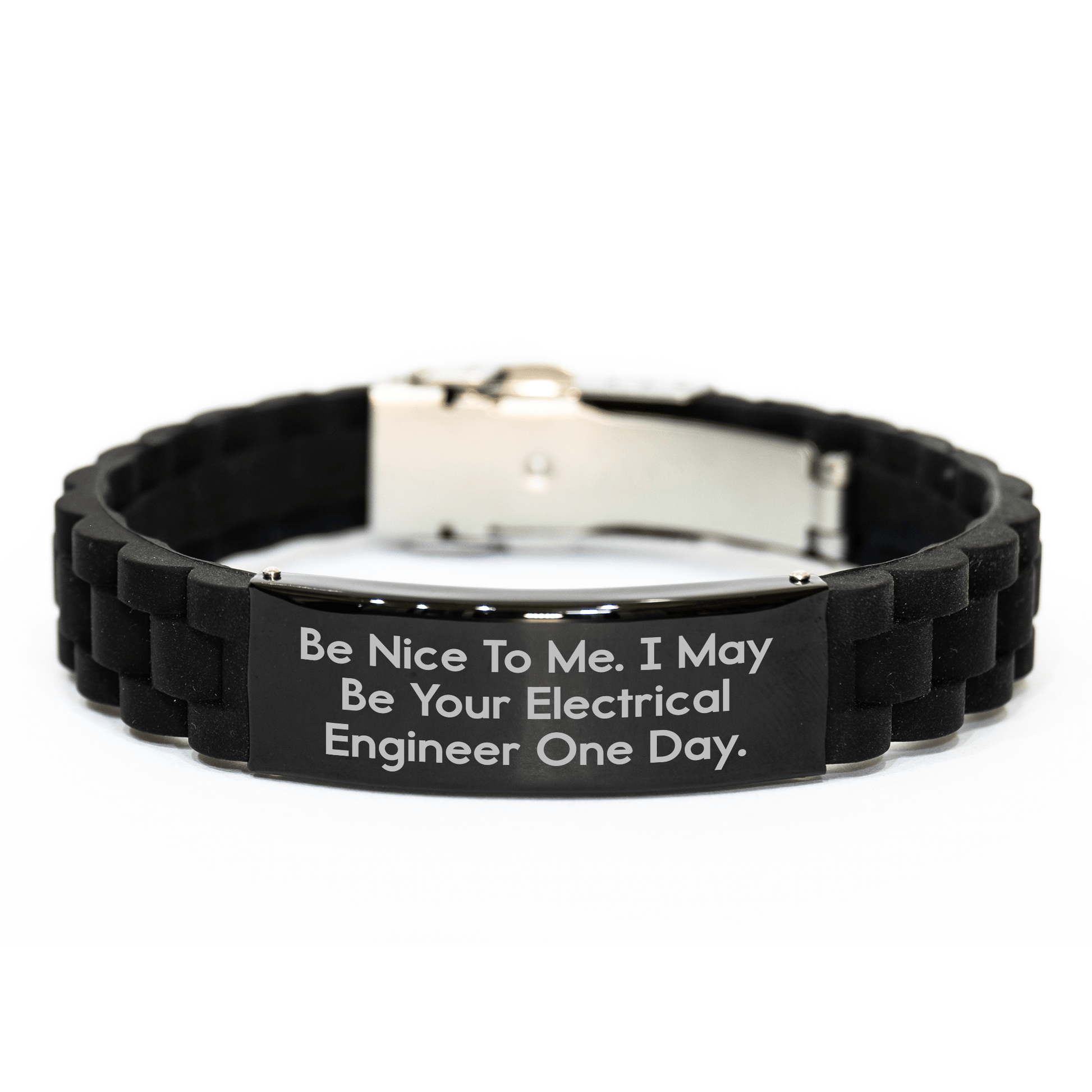 Gifts from Men for Electrical Engineer Friends - Be Nice To Me, I May Be Your Electrical Engineer One Day. Glide lock Clasp Bracelet for Mother's Day small / Black