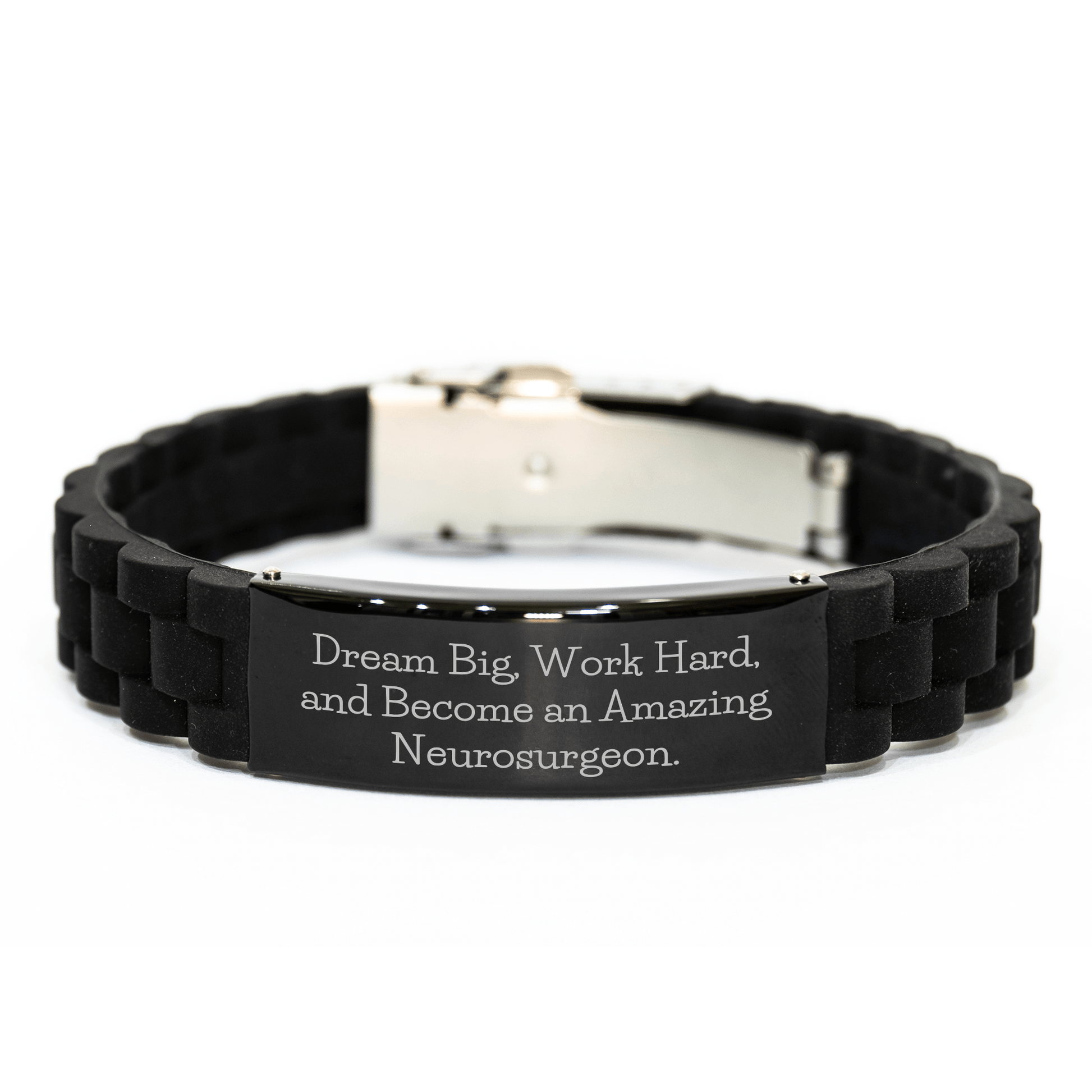 Gifts from Friends for Neurosurgeon Mom's Day - Dream Big, Work Hard, And Become An Amazing Neurosurgeon. - Inspirational Glide lock Clasp Bracelet small / Black