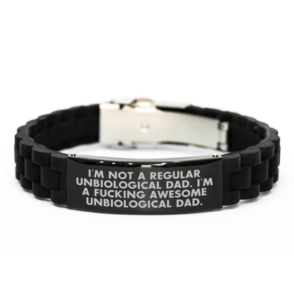Funny Unbiological Dad Gifts, Glide lock Clasp Bracelet for Unbiological Dads, Encouraging Quote, Gifts from Men to Unbiological Dad, Father's Day Unique Gifts small / Black