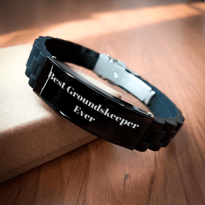 Funny groundskeeper Gifts from Men to groundskeeper, Best groundskeeper Ever Glide lock Clasp Bracelet for Mothers Day small / Black
