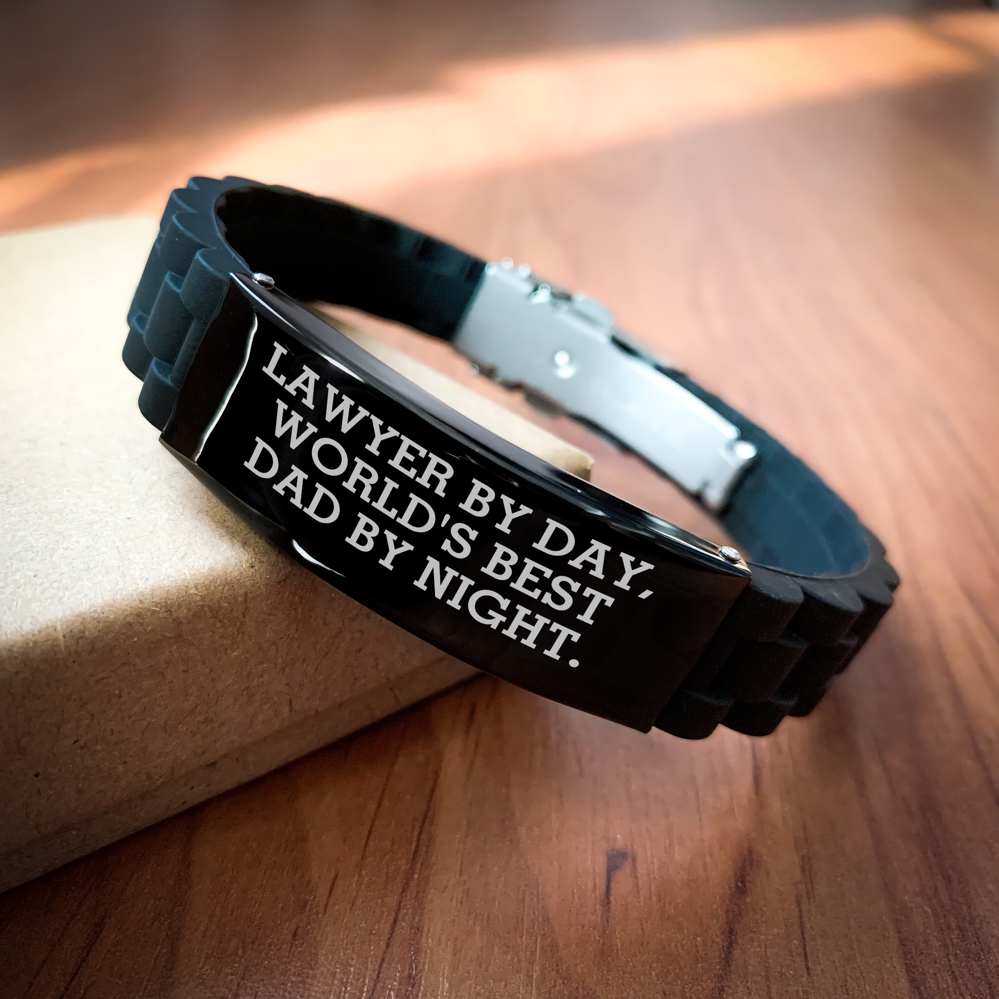 Lawyer by Day, World's Best Dad By Night., Funny Gift for Lawyers, Glide lock Clasp Bracelet, Father's Day Unique Gifts from Men - Image 2