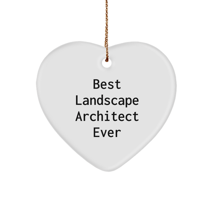 Best Landscape Architect Ever Heart Ornament, Funny Gifts from Friends for Landscape Architect, Christmas Unique Ornament small / White