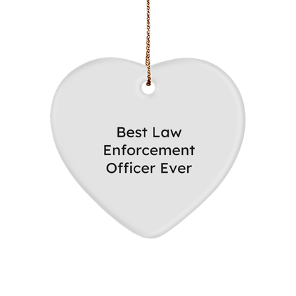 Funny Law Enforcement Officer Gifts from Women to Best Law Enforcement Officer Ever - Heart Ornament for Christmas small / White