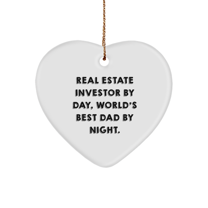 Real Estate Investor Gifts from Friends, Heart Ornament with Funny Quote, Christmas Unique Gifts for Him or Her - Image 1