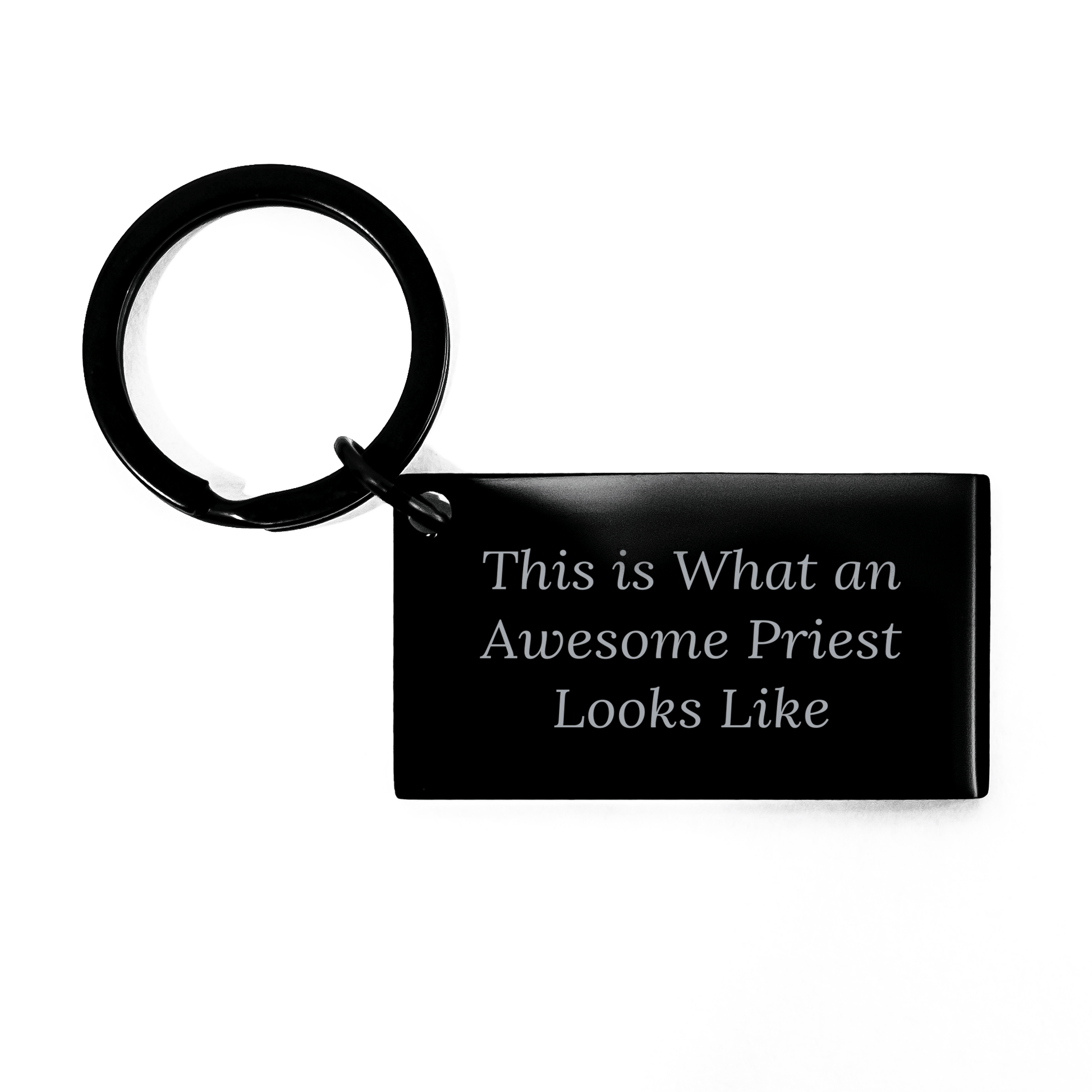 Gifts from Family for Awesome Priest's Father's Day - Inspirational Keychain, 'This Is What An Awesome Priest Looks Like' Quote, Stainless Steel, Black, 1.57 x 0.87 inches small / Black