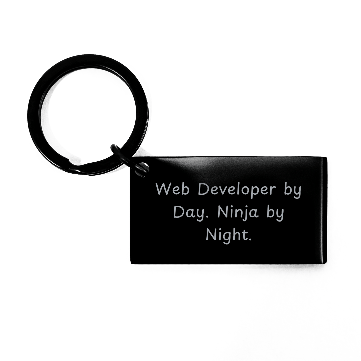 Web Developer Keychain - Web Developer By Day. Ninja By Night. - Graduation Unique Gifts from Friends to Web Developers small / Black