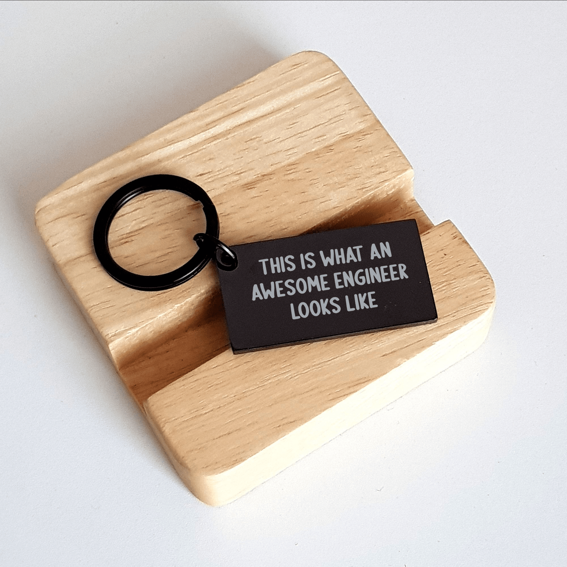 Engineer Keychain Gifts from Men, Funny Quote for Awesome Engineers on Father's Day small / Black