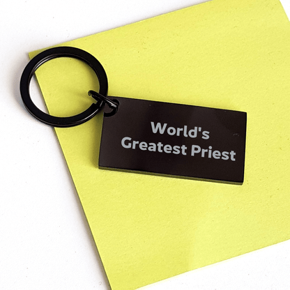 Funny World's Greatest Priest Keychain Gifts from Men to Priest Friends, Unique Graduation Presents for Him small / Black