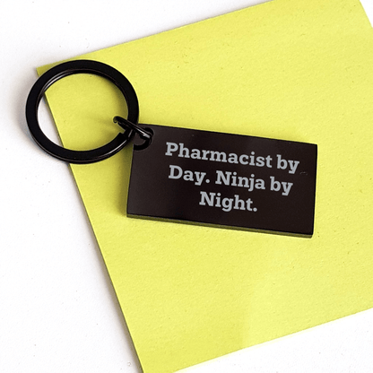 Funny Pharmacist Gifts for Men - Black Keychain with Stainless Steel and Engraved Message - Gifts from Family to Pharmacist Friends - Pharmacy Graduation Unique Gifts small / Black