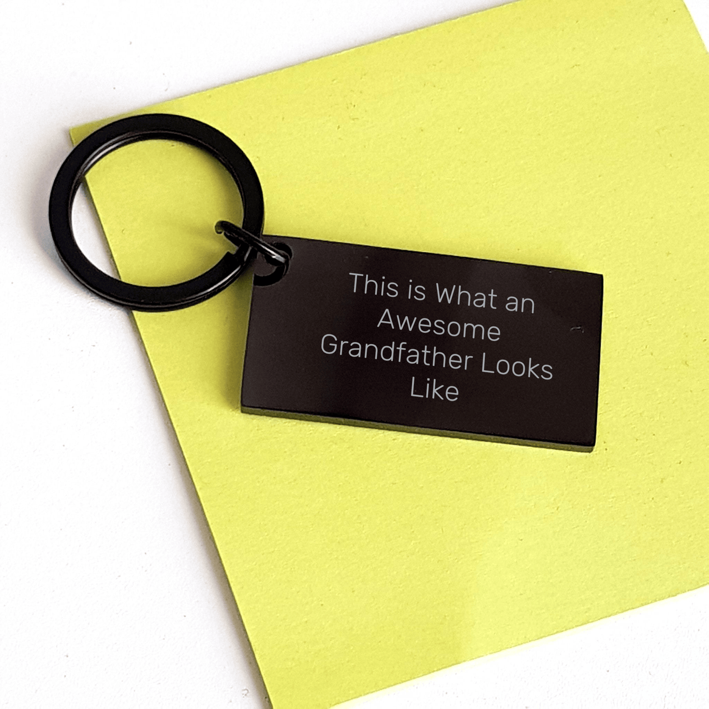 Funny Grandfather Gifts, Keychain Quote 'This Is What An Awesome Grandfather Looks Like' for Men, Gifts from Family, Father's Day Unique Gifts small / Black