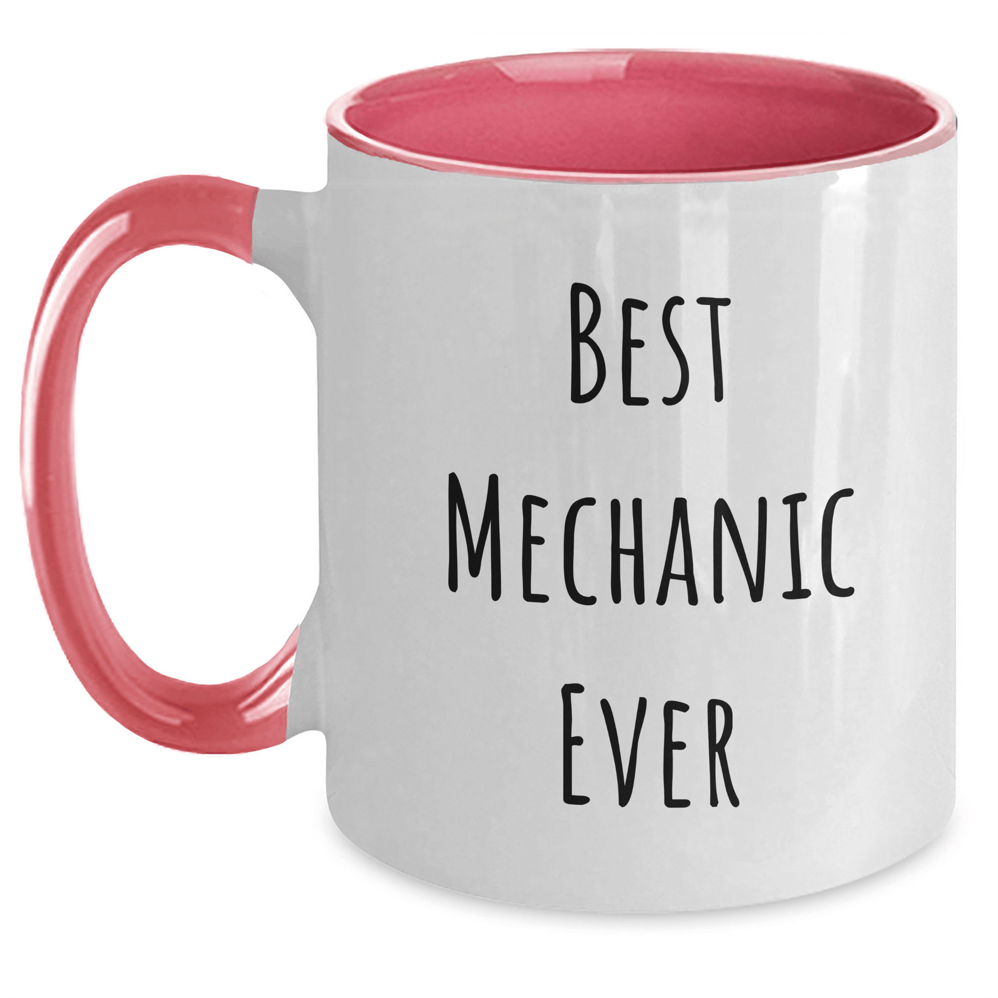 Funny Mechanic Gifts - Best Mechanic Ever Quote, Two Tone Coffee Mug for Men, Father's Day Unique Gifts from Friends White/Pink / 11oz
