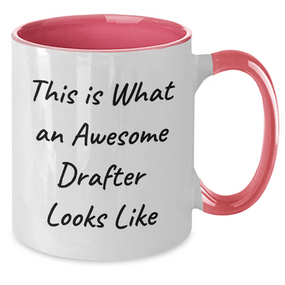 Funny Drafter Gifts, This Is What An Awesome Drafter Looks Like, Two Tone Coffee Mug for Father's Day, Gifts from Men