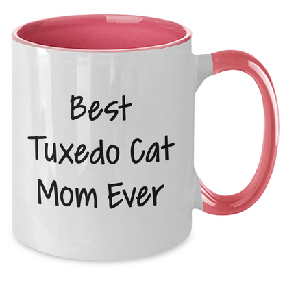 Funny Tuxedo Cat Mom Ever Gifts from Family to Dad for Father's Day Unique Two Tone Coffee Mug