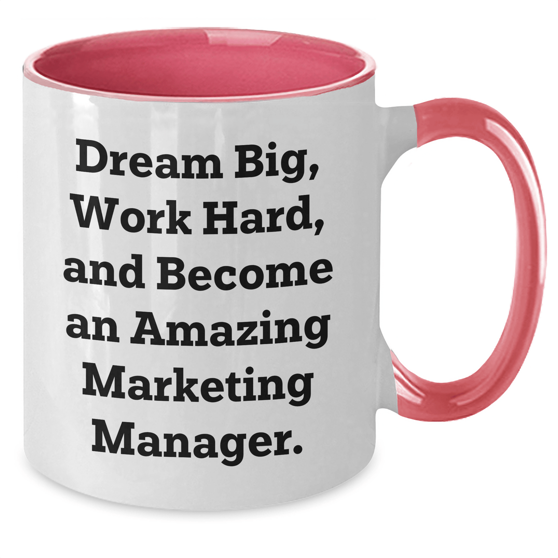 Marketing Manager Gifts, Inspirational Two Tone Coffee Mug, Gifts from Friends, Gifts for Marketing Manager, Dream Big, Work Hard, Graduation Unique Gifts, 11oz Ceramic Mug