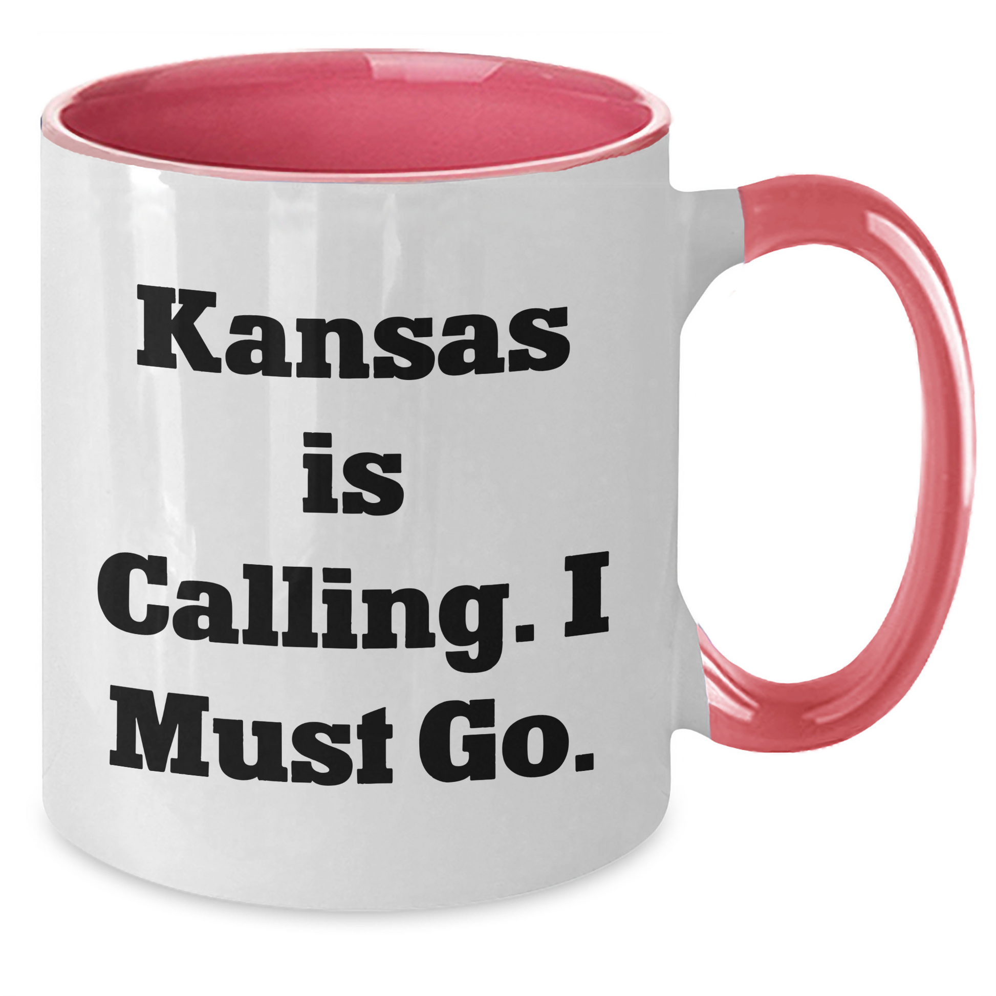 Funny Kansas Gifts from Friends to Family - 'Kansas Is Calling. I Must Go.' Two Tone Coffee Mug for Mother's Day - Additional