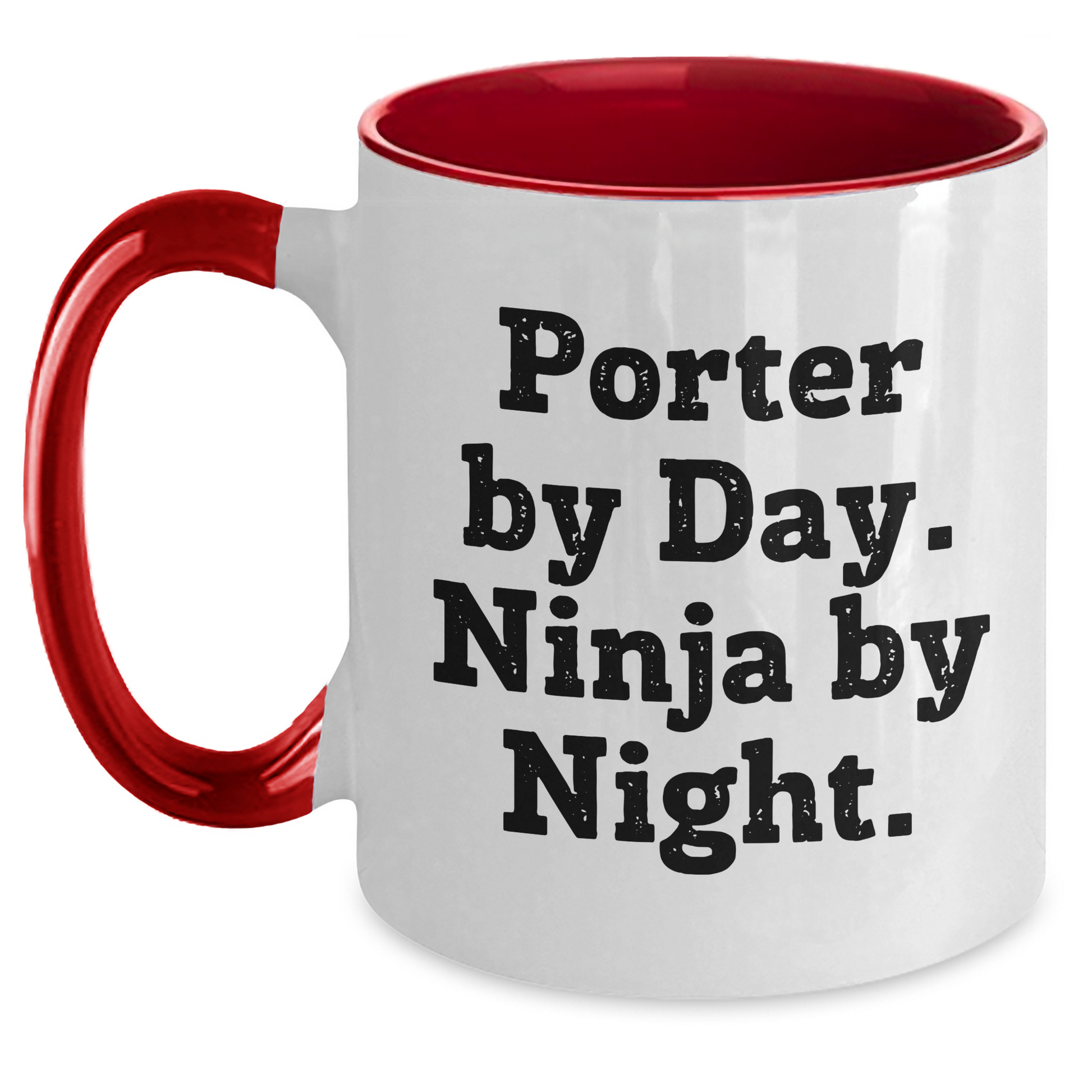 Porter By Day Funny Ninja By Night Two Tone Coffee Mug Gifts for Men on Father's Day - Main
