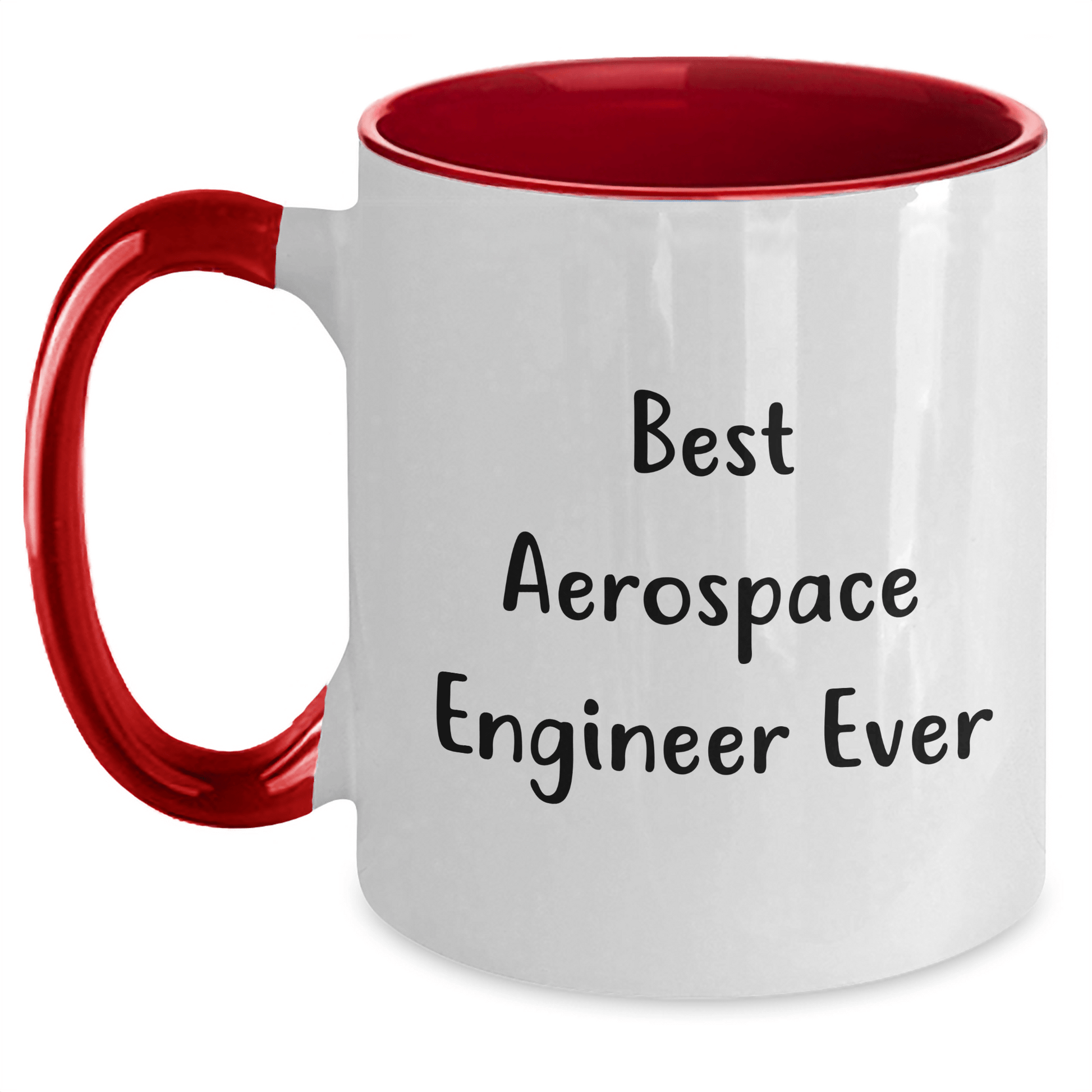 Funny Best Aerospace Engineer Ever Gifts for Men from Family on Father's Day, Two Tone Coffee Mug, 11oz Ceramic Microwave and Dishwasher Safe White/Red / 11oz
