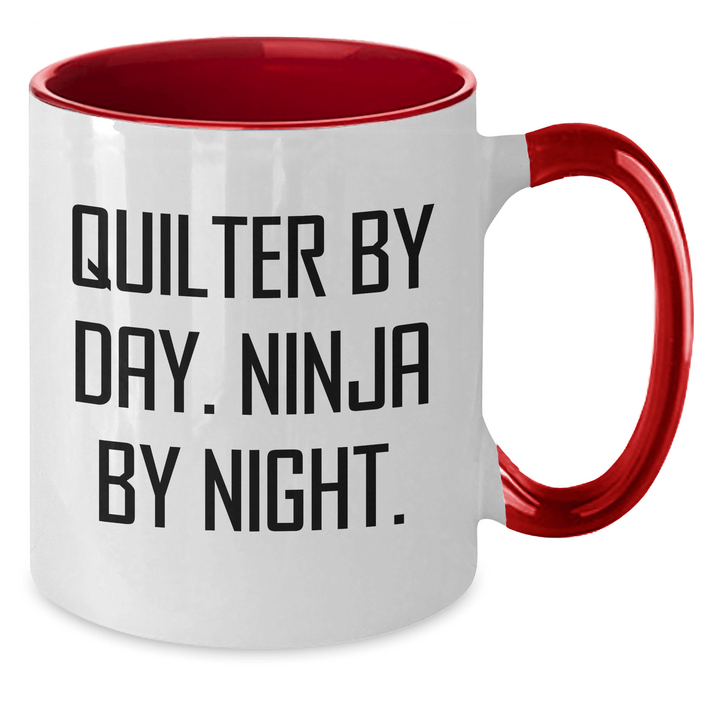 Quilter Gifts from Friends - Two Tone Coffee Mug for Quilter Men - Quilter By Day. Ninja By Night. Funny Quote for Father's Day Unique Gifts - Additional