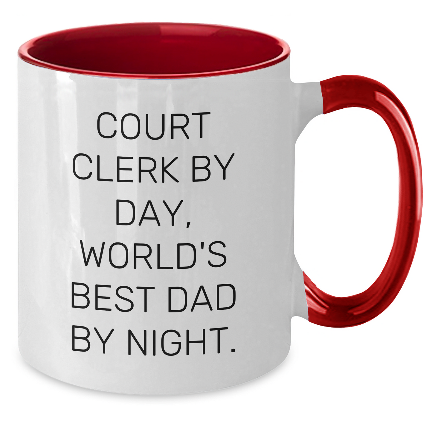 Court Clerk Humor Gifts from Men to World's Best Dad by Night, Unique Two Tone Coffee Mug for Father's Day - Additional
