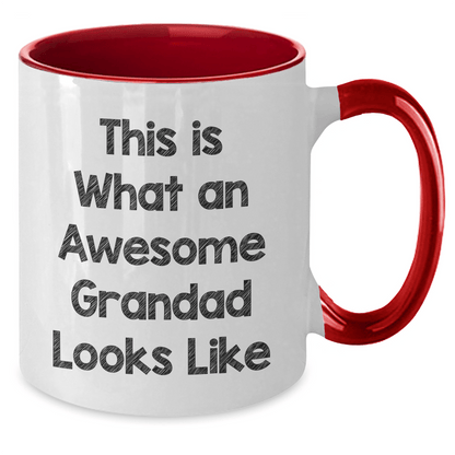 Funny Grandad Gifts from Friends, Family, or Coworkers - This Is What An Awesome Grandad Looks Like Two Tone Coffee Mug for Dad's Special Day