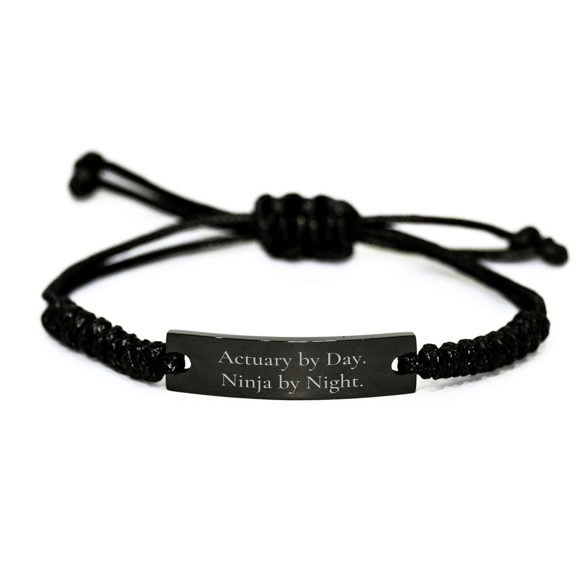 Actuary Gifts by Day, Ninja Gifts by Night - Adjustable Rope Bracelet for Father's Day, Unique Men's Gift from Friends, Coworkers, or Family small / Black