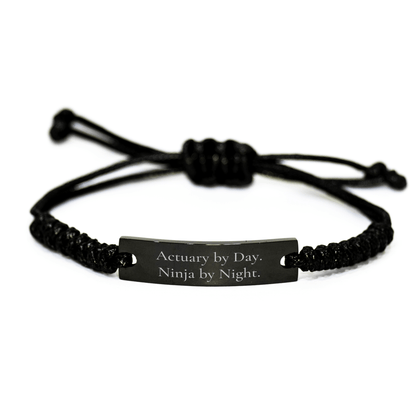 Actuary Gifts by Day, Ninja Gifts by Night - Adjustable Rope Bracelet for Father's Day, Unique Men's Gift from Friends, Coworkers, or Family small / Black