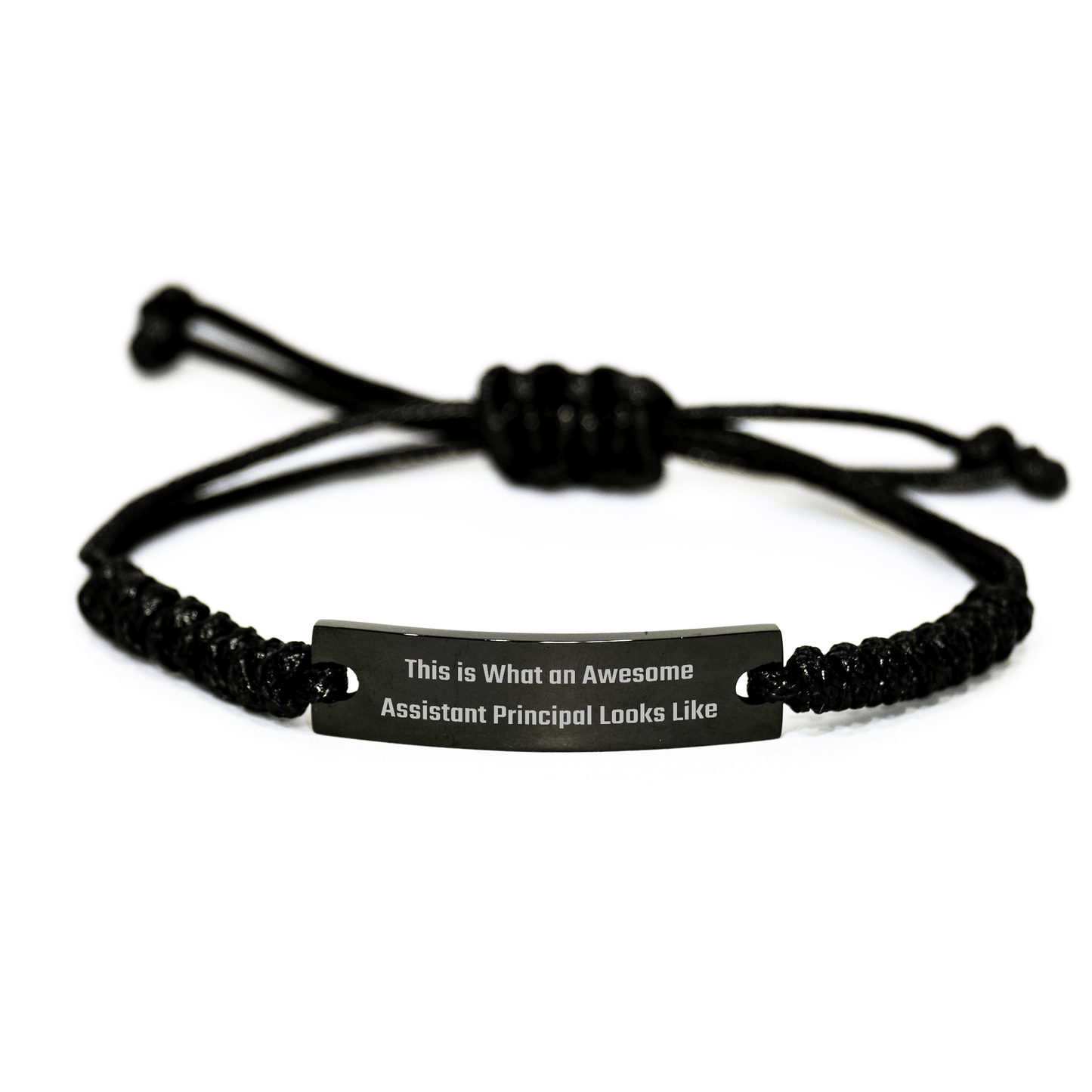 Funny Assistant Principal Gifts, Black Rope Bracelet for Men, 'This Is What An Awesome Assistant Principal Looks Like' Quote, Father's Day Unique Gifts from Friends small / Black