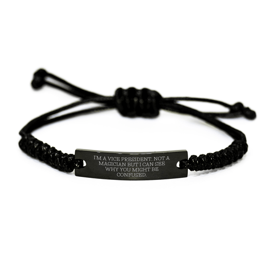Vice President Rope Bracelet, Funny Quote, Gifts from Family for Men, Unique Father's Day Unique Gifts small / Black