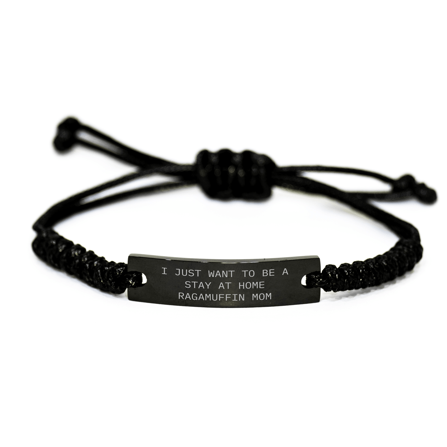 Ragamuffin Cat Enthusiasts' Delight, Funny Quote Rope Bracelet Gifts from Mom to Dad on Father's Day small / Black