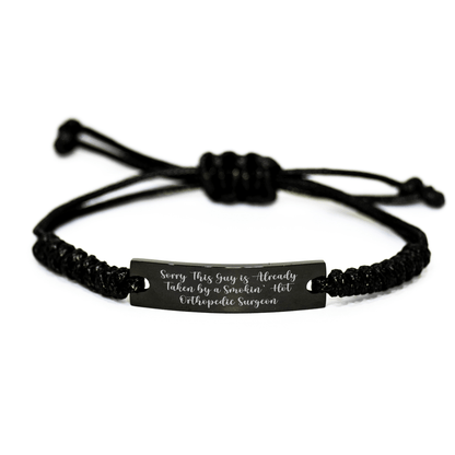 Orthopedic Surgeon Gifts, Funny Quote Rope Bracelet, Adjustable Black Leather Charm, Gifts from Friends to Orthopedic Surgeon, Father's Day Unique Gifts small / Black
