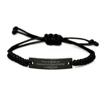 Funny Grandfather Gifts Rope Bracelet for Him from Friends, Family, or Coworkers on Father's Day, This Is What An Awesome Grandfather Looks Like small / Black