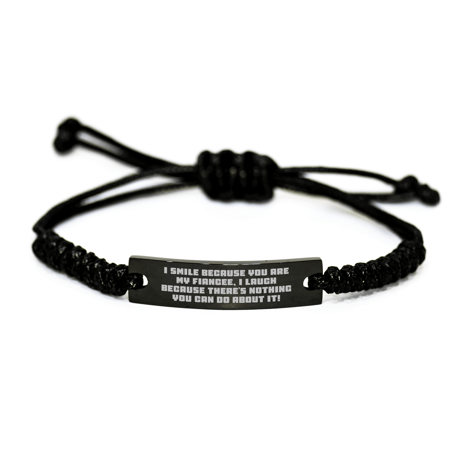 Funny Fiancee Rope Bracelet Gift for Her from Men, Unique Graduation Present with Inspirational Quote small / Black